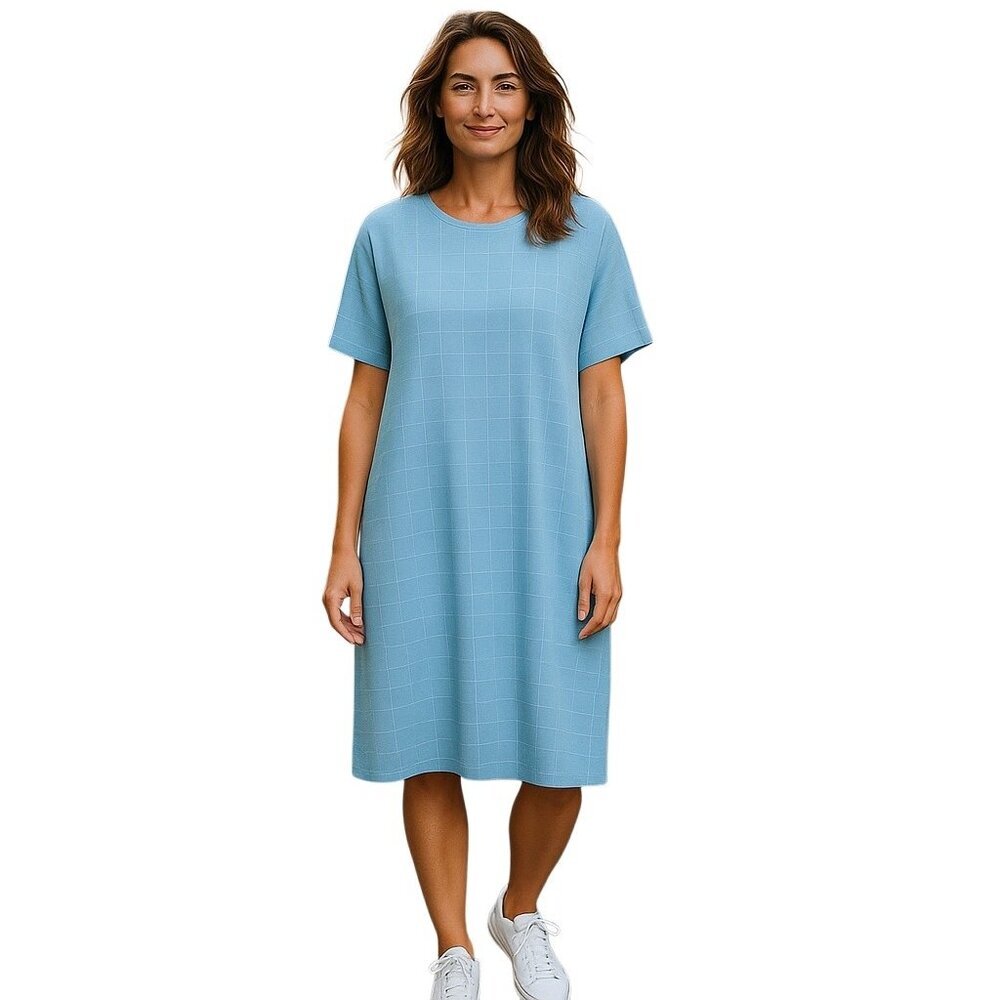Eileen Fisher Textured Knit Stretch Shift Dress Womens Size S Pullover Capsule